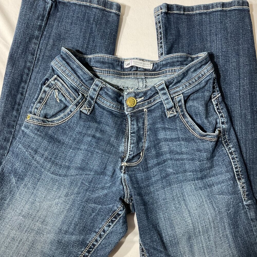 Lee Womens Bootcut Jeans With Embellished Back Pockets Size 6 Blue Denim